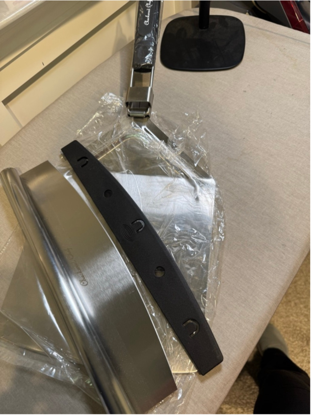 Checkered Chef Silver and Black Pizza Peel/Spatula & Cutter and Peel Set